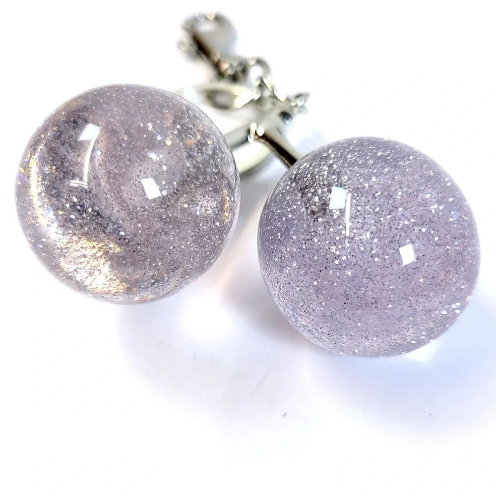 Bag Charm Keychain Glitter Resin Double Cherry Silver Womens Blossom Fairycore